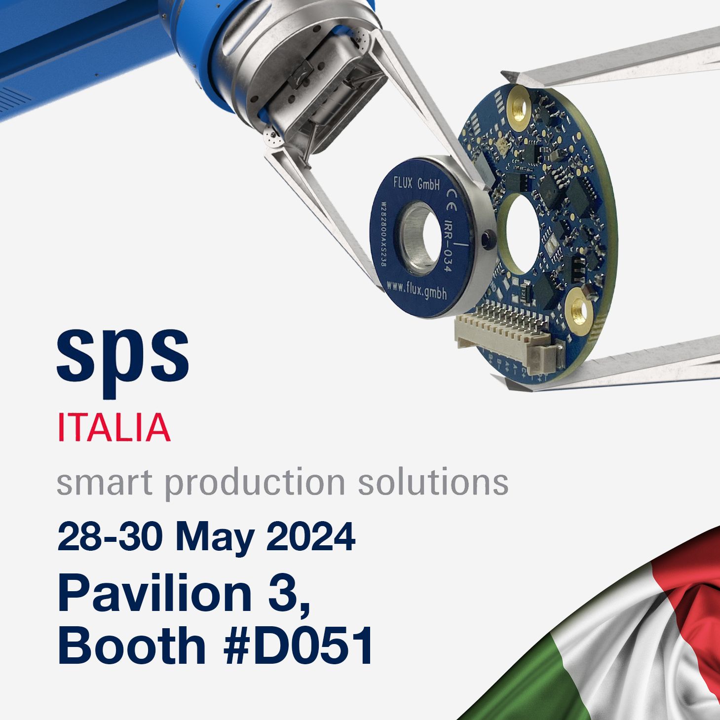 FLUX GmbH to Demonstrate Miniature Inductive Rotary Encoders at SPS Italia